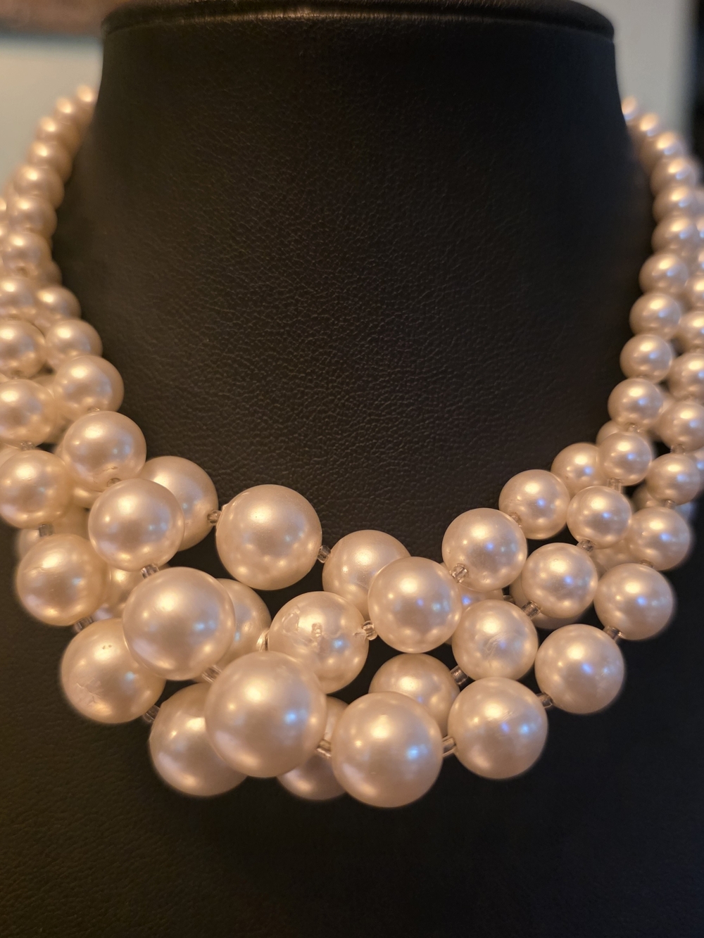 Elegant Creamy White Multi-Strand Faux Pearl Necklace. Choker. Bride Ready.